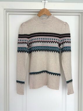 Aqua 100% Cashmere Fair Isle Sweater S